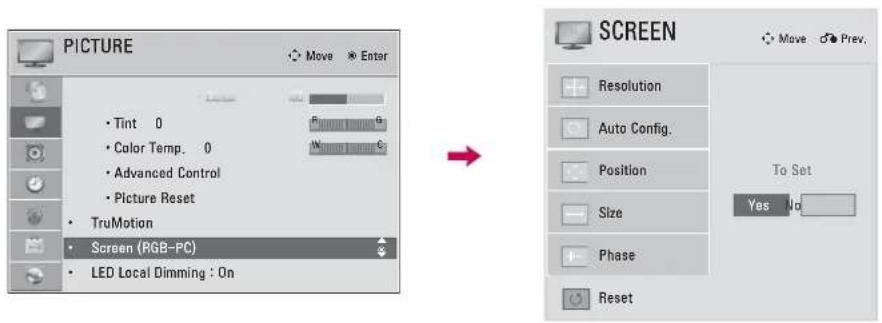 LG 42LE4300 - Screen Reset (Reset to original initial values) - 1