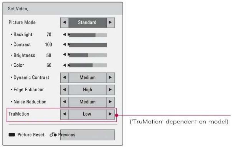 LG 42LE4300 - Set Video menu options - 1