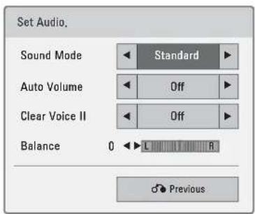 LG 42LE4300 - Set Audio menu option - 1