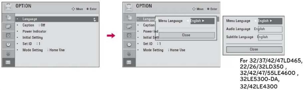 LG 42LE4300 - ON-SCREEN MENUS LANGUAGE SELECTION - 1
