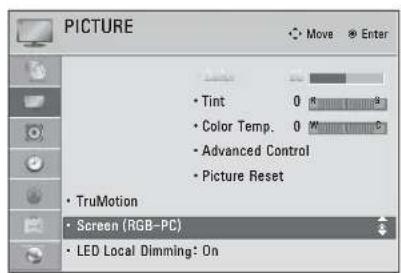 LG 42LE4300 - Adjustment for screen Position, Size, and Phase - 1