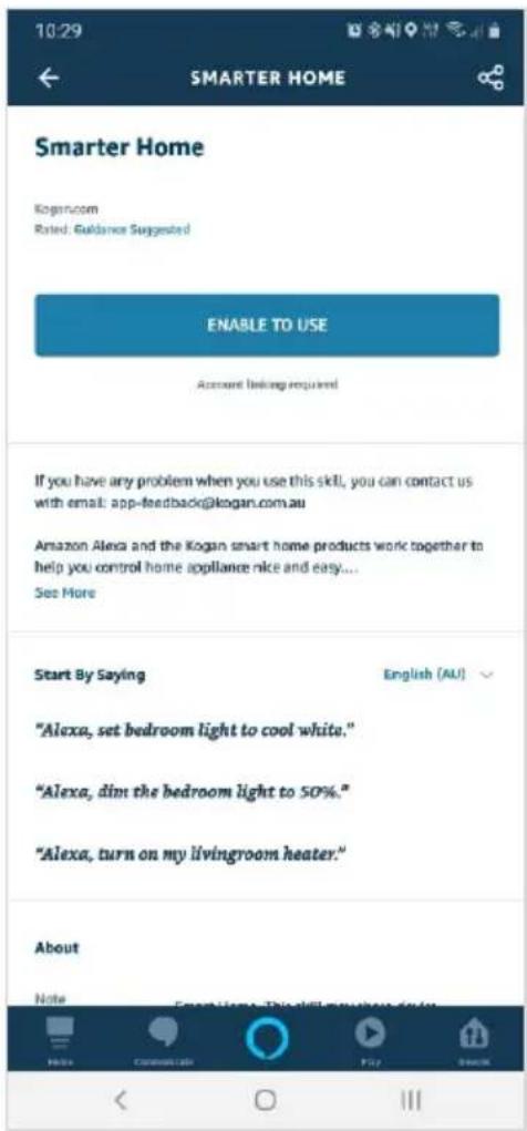 Kogan SmarterHome G60 - Adding "SmarterHome" to the Alexa app - 4