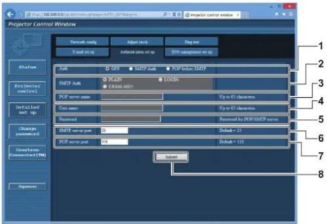 PANASONIC PT-RZ575 - [Authentication set up] page - 1