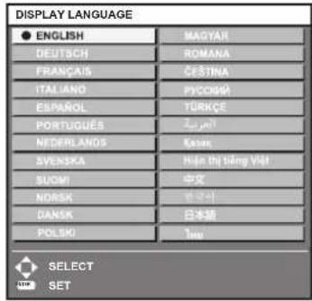PANASONIC PT-RZ575 - Changing the display language - 1