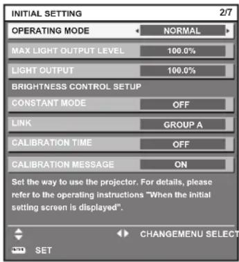 PANASONIC PT-RZ575 - Initial setting (operation setting) - 1