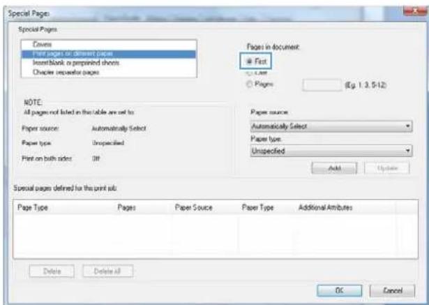 HP Color LaserJet Enterprise CP4525dn - Print the first or last page on different paper with Windows - 5