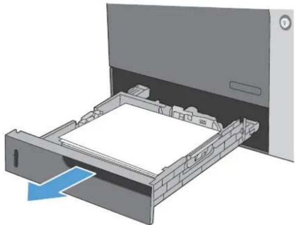 HP Color LaserJet Enterprise CP4525dn - Clear jams in Tray 2 or optional Trays 3, 4, or 5 - 1