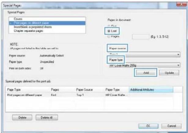 HP Color LaserJet Enterprise CP4525dn - Print the first or last page on different paper with Windows - 7