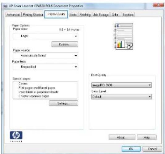 HP Color LaserJet Enterprise CP4525xh - Print the first or last page on different paper with Windows - 3