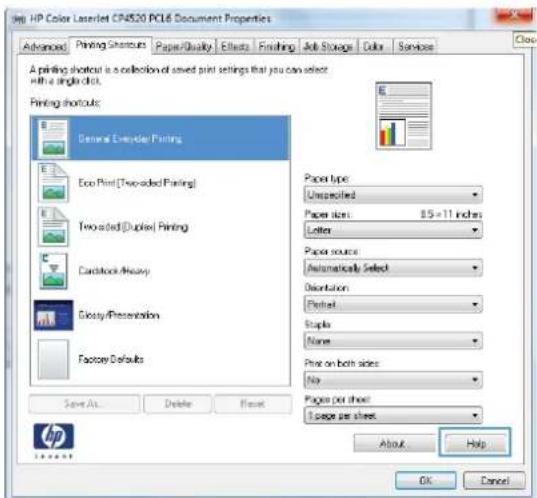 HP Color LaserJet Enterprise CP4525xh - Get help for any printing option with Windows - 1