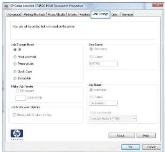 HP Color LaserJet Enterprise CP4525xh - Create a stored job with Windows - 3