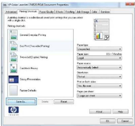 HP Color LaserJet Enterprise CP4525xh - Create printing shortcuts - 6