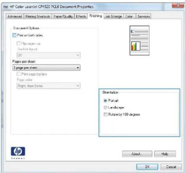 HP Color LaserJet Enterprise CP4525xh - Select page orientation with Windows - 4