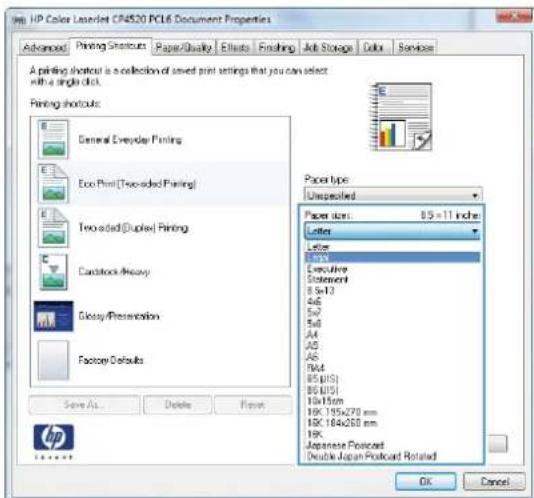 HP Color LaserJet Enterprise CP4525xh - Create printing shortcuts - 5