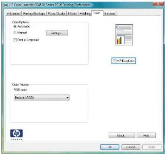 HP Color LaserJet Enterprise CP4525xh - Set color options with Windows - 4