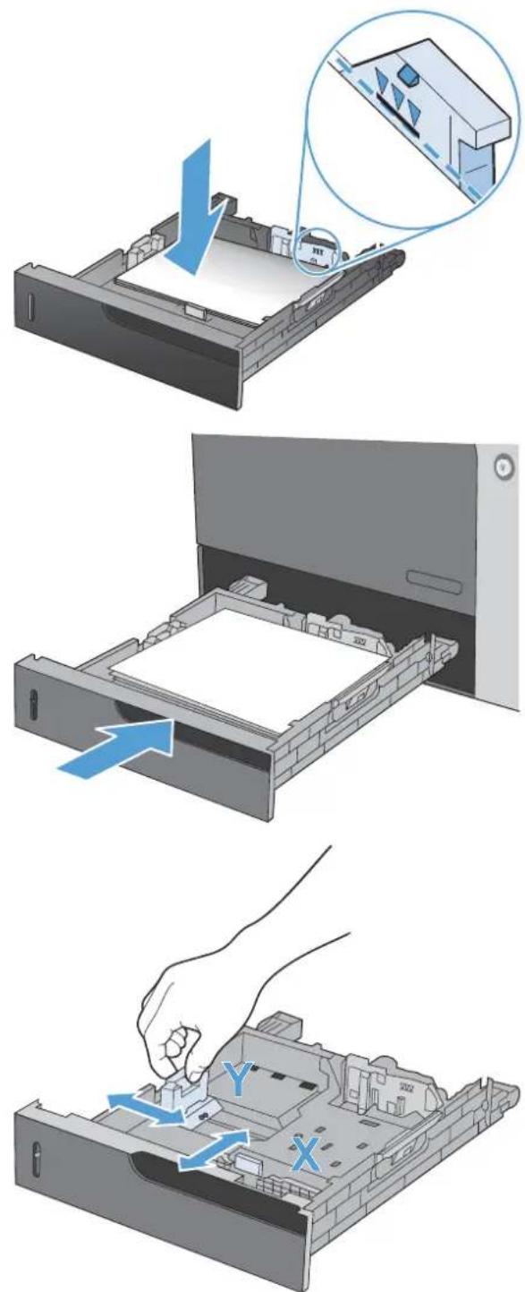HP Color LaserJet Enterprise CP4525xh - Load Tray 2 and optional Trays 3, 4, and 5 with custom-size paper - 3