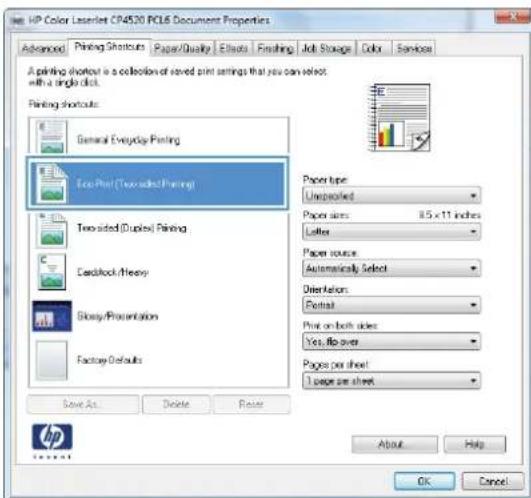 HP Color LaserJet Enterprise CP4525xh - Create printing shortcuts - 4