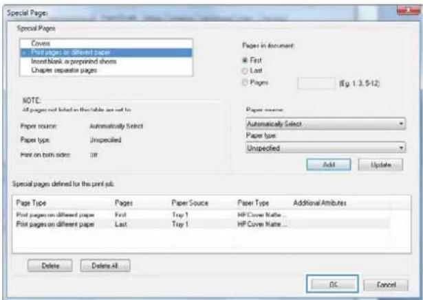 HP Color LaserJet Enterprise CP4525xh - Print the first or last page on different paper with Windows - 8