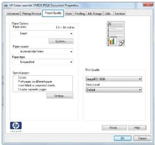 HP Color LaserJet CP5525dn - Print the first or last page on different paper with Windows - 3