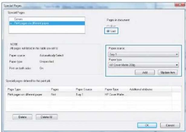 HP LaserJet Pro M570dn - Print the first or last page on different paper (Windows) - 6