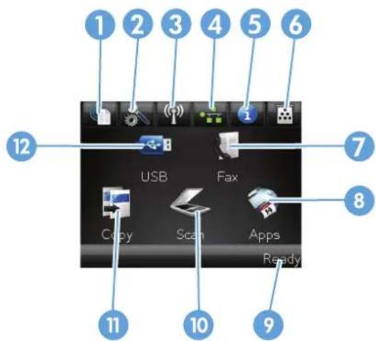 HP LaserJet Pro M570dn - Control-panel Home screen - 2