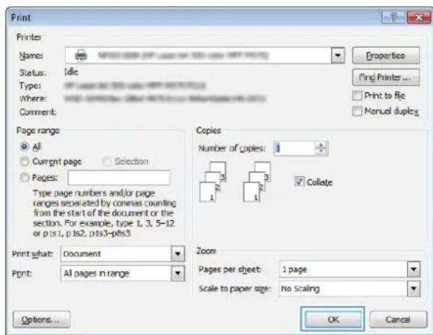 HP LaserJet Pro M570dn - Scale a document to fit page size (Windows) - 4