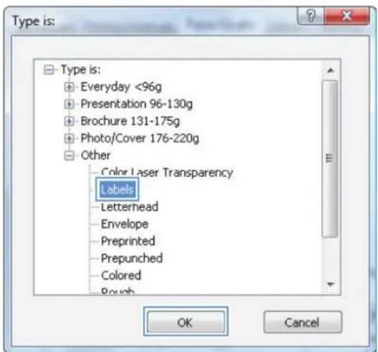 HP LaserJet Pro M570dn - Select the paper type (Windows) - 6