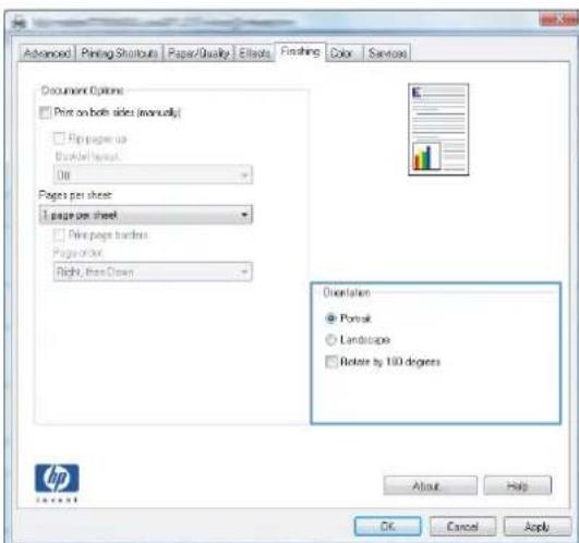 HP LaserJet Pro M570dn - Select the page orientation (Windows) - 3