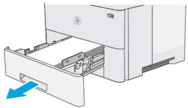 HP LaserJet Enterprise M527c - Clear paper jams in Tray 2 and the 550-sheet trays - 1
