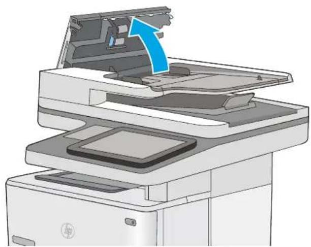 HP LaserJet Enterprise M527c - Clear paper jams in the document feeder - 2