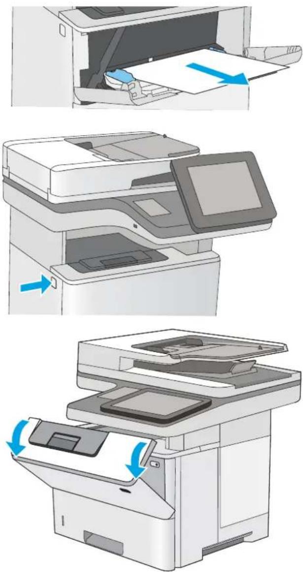 HP LaserJet Enterprise M527c - Clear paper jams in Tray 1 - 1