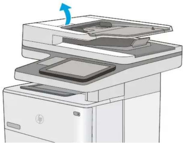 HP LaserJet Enterprise M527c - Clean the pickup rollers and separation pad in the document feeder - 1