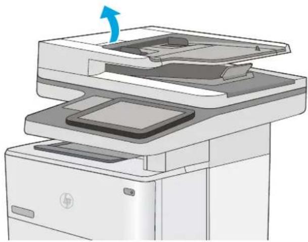 HP LaserJet Enterprise M527c - Clean the pickup rollers and separation pad in the document feeder - 1