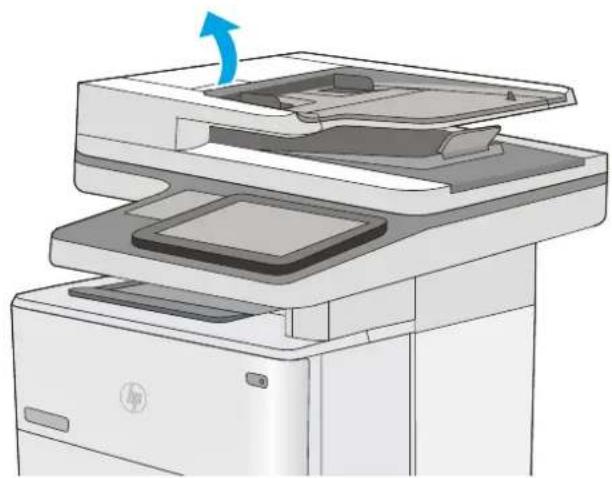 HP LaserJet Enterprise M527c - Clear paper jams in the document feeder - 1