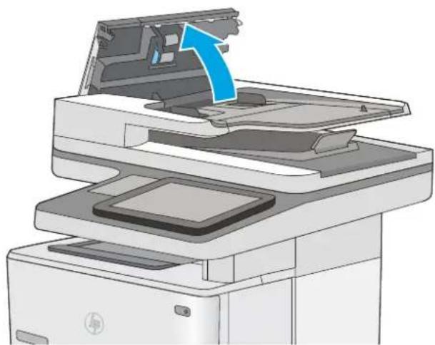 HP LaserJet Enterprise M527c - Clean the pickup rollers and separation pad in the document feeder - 2