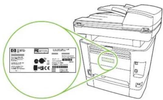 HP LaserJet M2727NFS - Serial number and model number location - 1