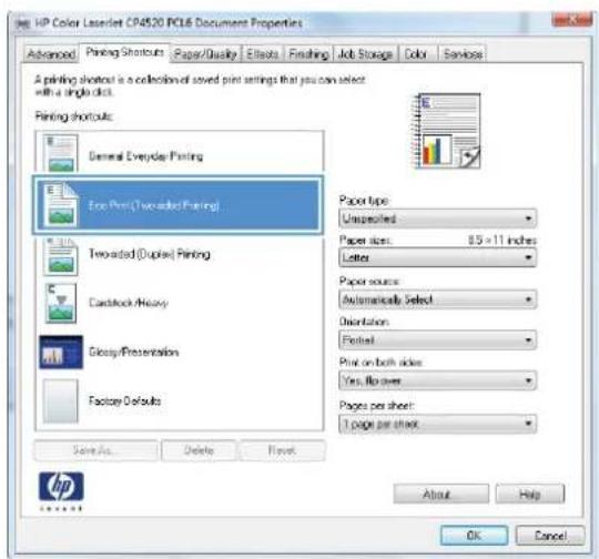 HP Color LaserJet Enterprise CP5525xh - Create printing shortcuts - 4