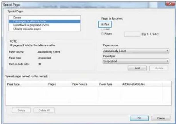 HP Color LaserJet Enterprise CP5525xh - Print the first or last page on different paper with Windows - 5