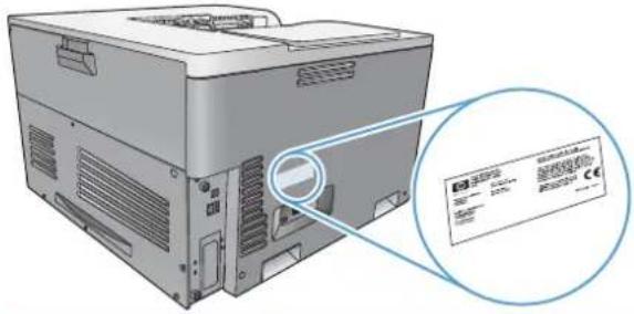 HP Color LaserJet Enterprise CP5525xh - Serial number and model number location - 1