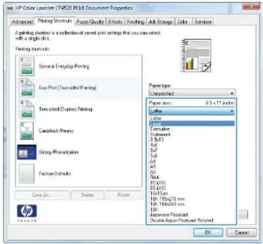HP Color LaserJet Enterprise CP5525xh - Create printing shortcuts - 5