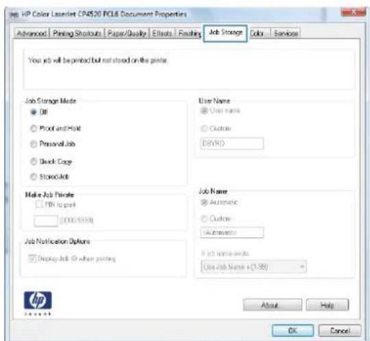 HP Color LaserJet Enterprise CP5525xh - Create a stored job with Windows - 3