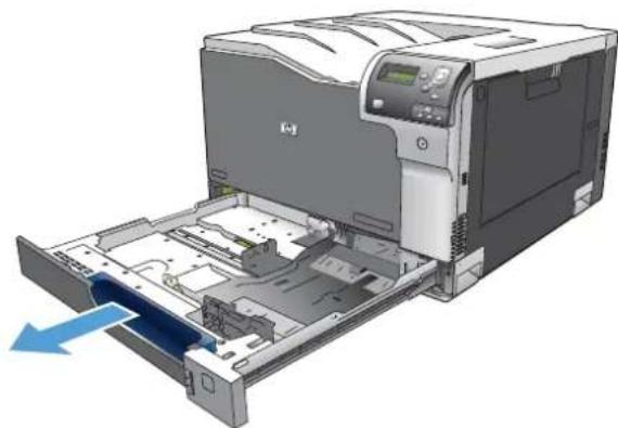 HP Color LaserJet Enterprise CP5525xh - Load Tray 2, Tray 3, and optional Trays 4, 5, and 6 with standard-size paper - 1