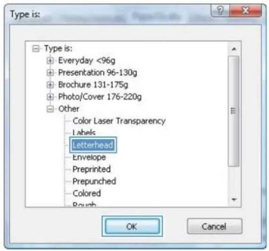 HP Color LaserJet Enterprise CP5525xh - Print on preprinted letterhead or forms with Windows - 7