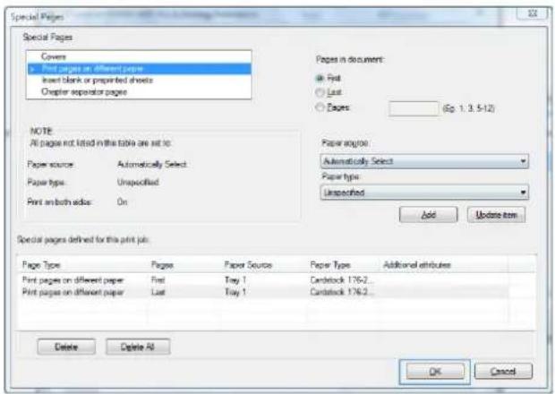 HP LaserJet Enterprise 700 M712n - Print the first or last page on different paper (Windows) - 7