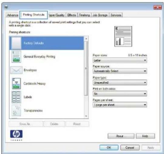 HP LaserJet Enterprise 700 M712n - Create printing shortcuts (Windows) - 2