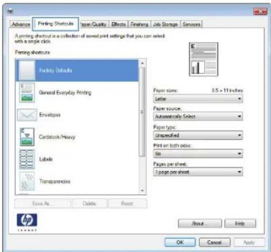 HP LaserJet Enterprise 700 M712n - Use a printing shortcut (Windows) - 2