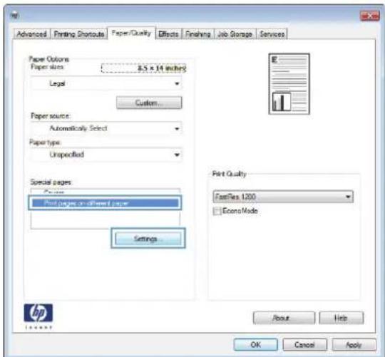 HP LaserJet Enterprise 700 M712n - Print the first or last page on different paper (Windows) - 3