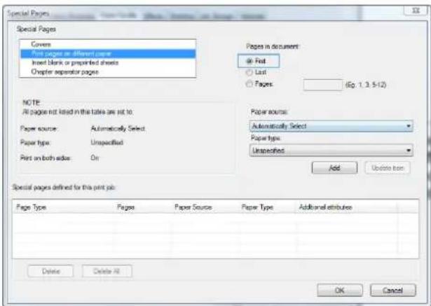 HP LaserJet Enterprise 700 M712n - Print the first or last page on different paper (Windows) - 4