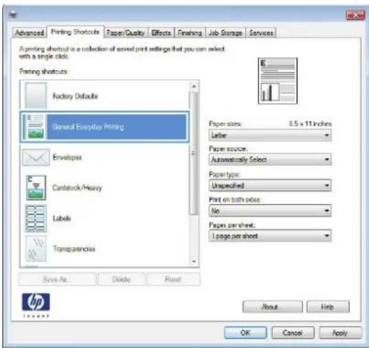 HP LaserJet Enterprise 700 M712n - Use a printing shortcut (Windows) - 3