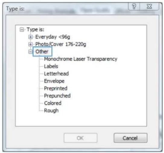 HP LaserJet Enterprise 700 M712n - Select the paper type (Windows) - 5